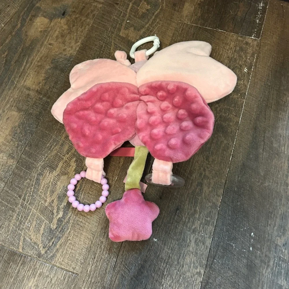 Dreamgro Baby Girl Pink Butterfly Plush Rattle Crinkle Teether Activity Buddy